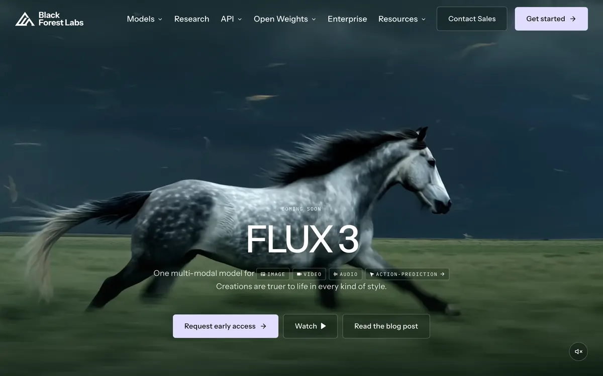 Screenshot of the FLUX homepage at bfl.ai