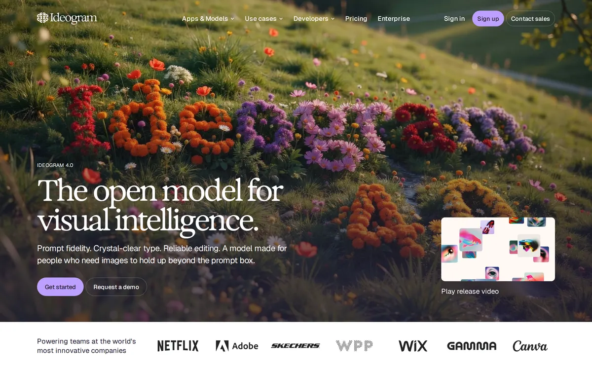 Screenshot of the Ideogram homepage at ideogram.ai