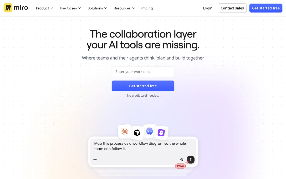 Screenshot of the Miro homepage at miro.com